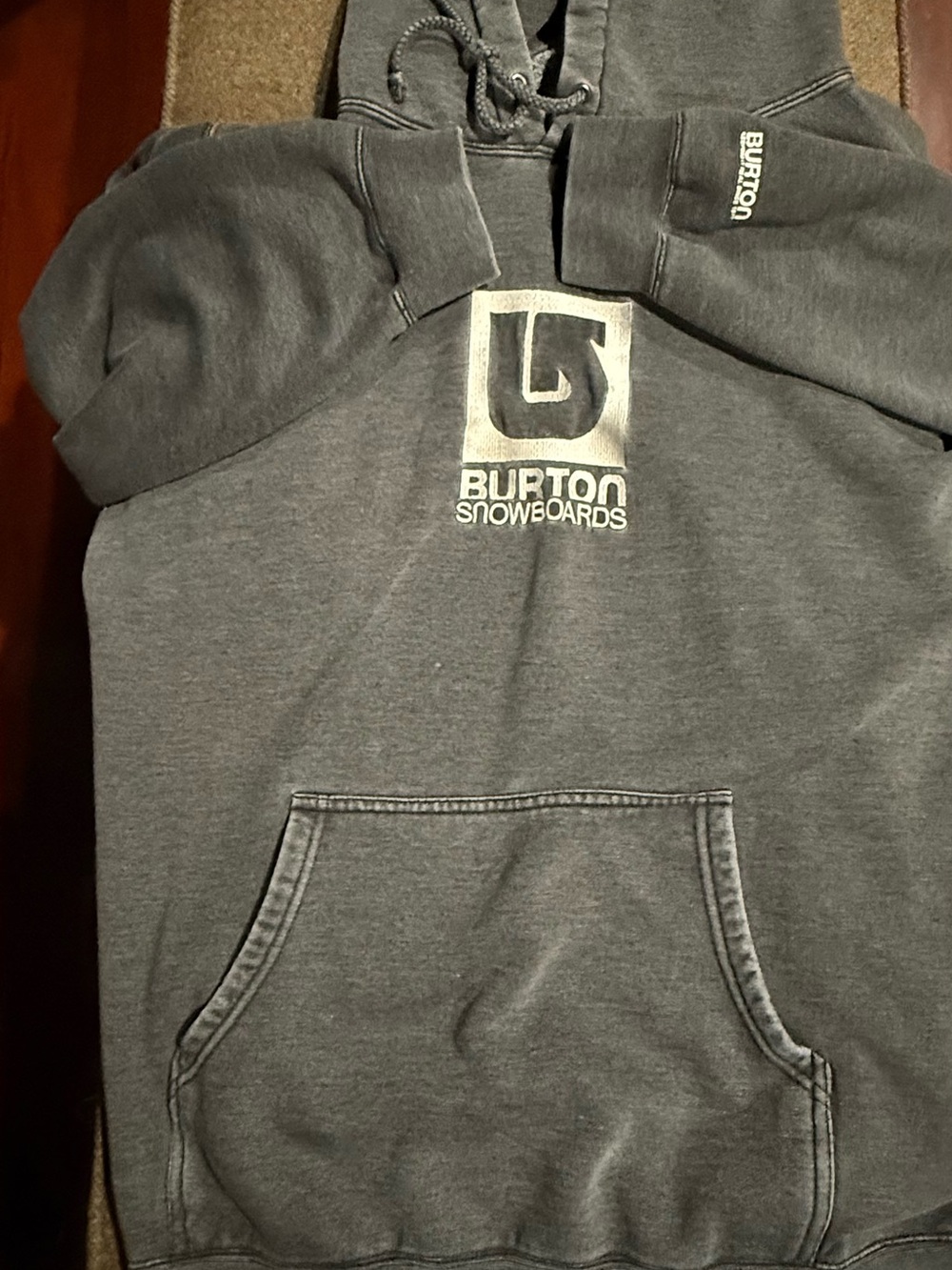 Vintage Burton Gray Men’s Pullover Hoodie with Logo